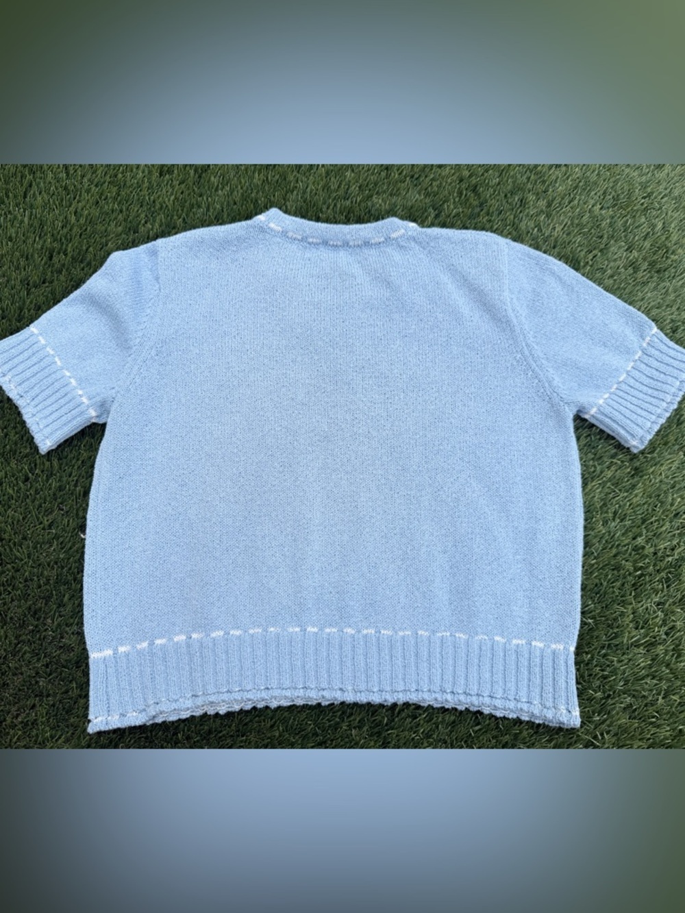 Active USA Bluebell Tee Time Crewneck Sweater with White Stitch Detail - Picture 4 of 6